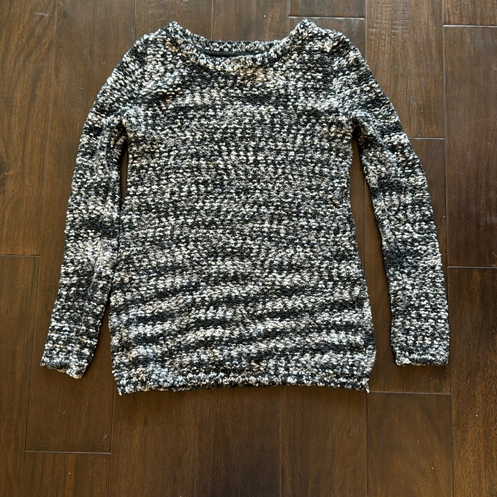 Fluffy black and white knitted sweater in small